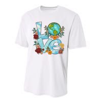 Love Our Planet Floral Earth Day Performance Sprint T-Shirt