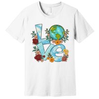 Love Our Planet Floral Earth Day Premium T-Shirt