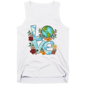 Love Our Planet Floral Earth Day Tank Top