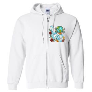 Love Our Planet Floral Earth Day Full Zip Hoodie