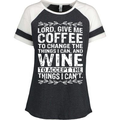 Lord Give Me Coffee And Wine Enza Ladies Jersey Colorblock Tee