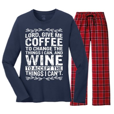 Lord Give Me Coffee And Wine Women's Long Sleeve Flannel Pajama Set 