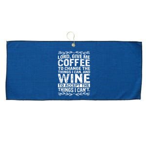 Lord Give Me Coffee And Wine Large Microfiber Waffle Golf Towel