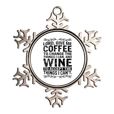 Lord Give Me Coffee And Wine Metallic Star Ornament