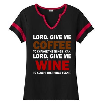 Lord Give Me Coffee Wine Ladies Halftime Notch Neck Tee