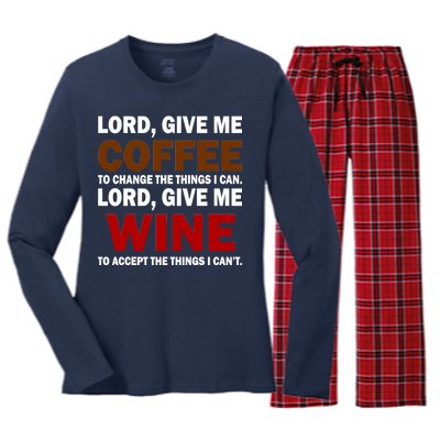 Lord Give Me Coffee Wine Women's Long Sleeve Flannel Pajama Set 