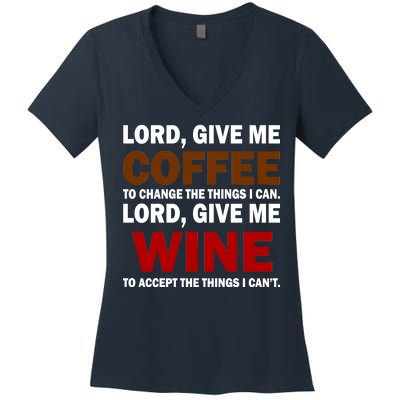 Lord Give Me Coffee Wine Women's V-Neck T-Shirt