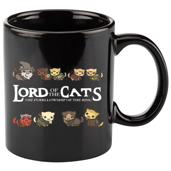 Lord Of The Cats The Furrllowship Of The Ring 11oz C Handle Ceramic Mug