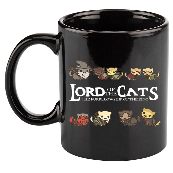 Lord Of The Cats The Furrllowship Of The Ring 11oz C Handle Ceramic Mug