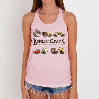 Lord Of The Cats The Furrllowship Of The Ring Women's Knotted Racerback Tank