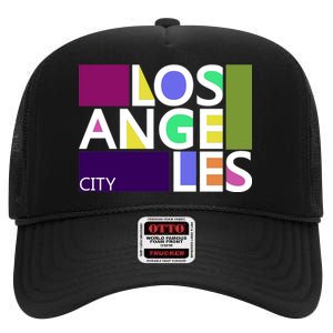 Los Angeles 1980's Logo High Crown Mesh Back Trucker Hat