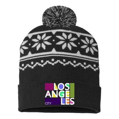 Los Angeles 1980's Logo USA-Made Snowflake Beanie