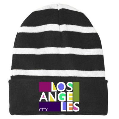 Los Angeles 1980's Logo Striped Beanie with Solid Band