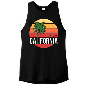 Los Angeles California Retro Circle Ladies PosiCharge Tri-Blend Wicking Tank