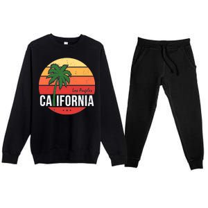 Los Angeles California Retro Circle Premium Crewneck Sweatsuit Set