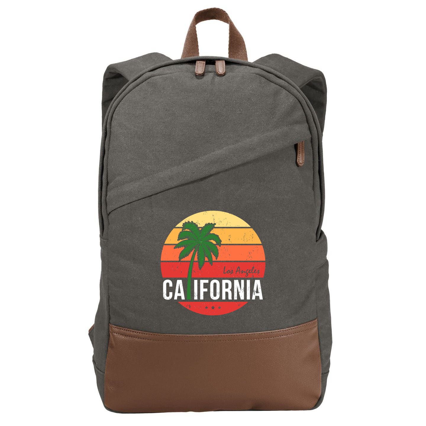 Los Angeles California Retro Circle Cotton Canvas Backpack