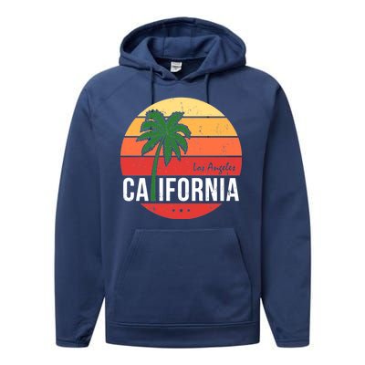 Los Angeles California Retro Circle Performance Fleece Hoodie