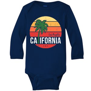 Los Angeles California Retro Circle Baby Long Sleeve Bodysuit