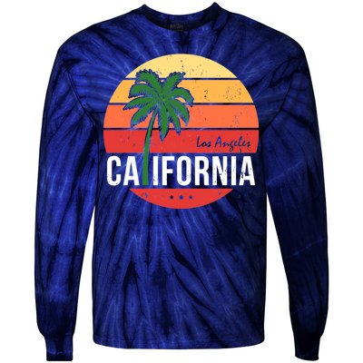 Los Angeles California Retro Circle Tie-Dye Long Sleeve Shirt