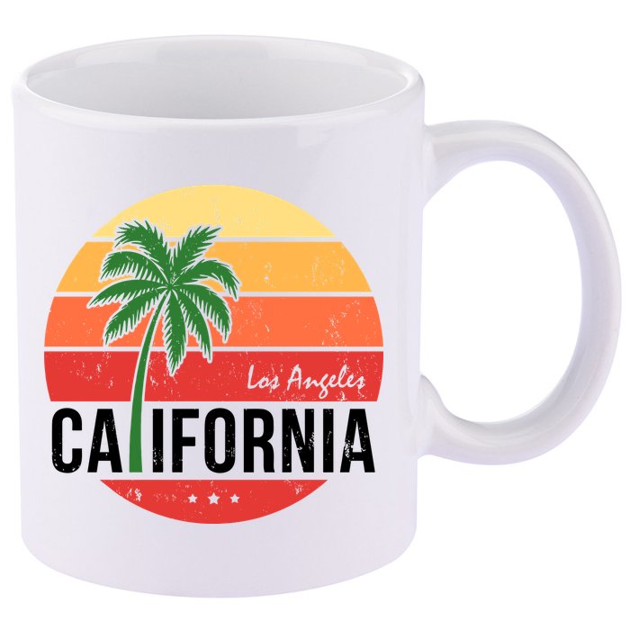 Los Angeles California Retro Circle 11oz C Handle Ceramic Mug