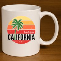 Los Angeles California Retro Circle 11oz C Handle Ceramic Mug