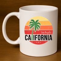 Los Angeles California Retro Circle 11oz C Handle Ceramic Mug