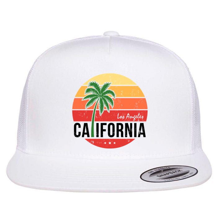 Los Angeles California Retro Circle Flat Bill Trucker Hat