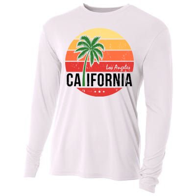 Los Angeles California Retro Circle Cooling Performance Long Sleeve Crew