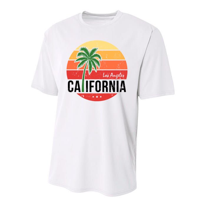 Los Angeles California Retro Circle Youth Performance Sprint T-Shirt