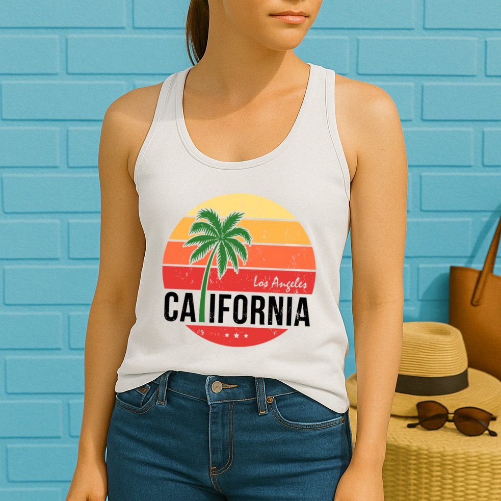 Los Angeles California Retro Circle Womens Tank Top