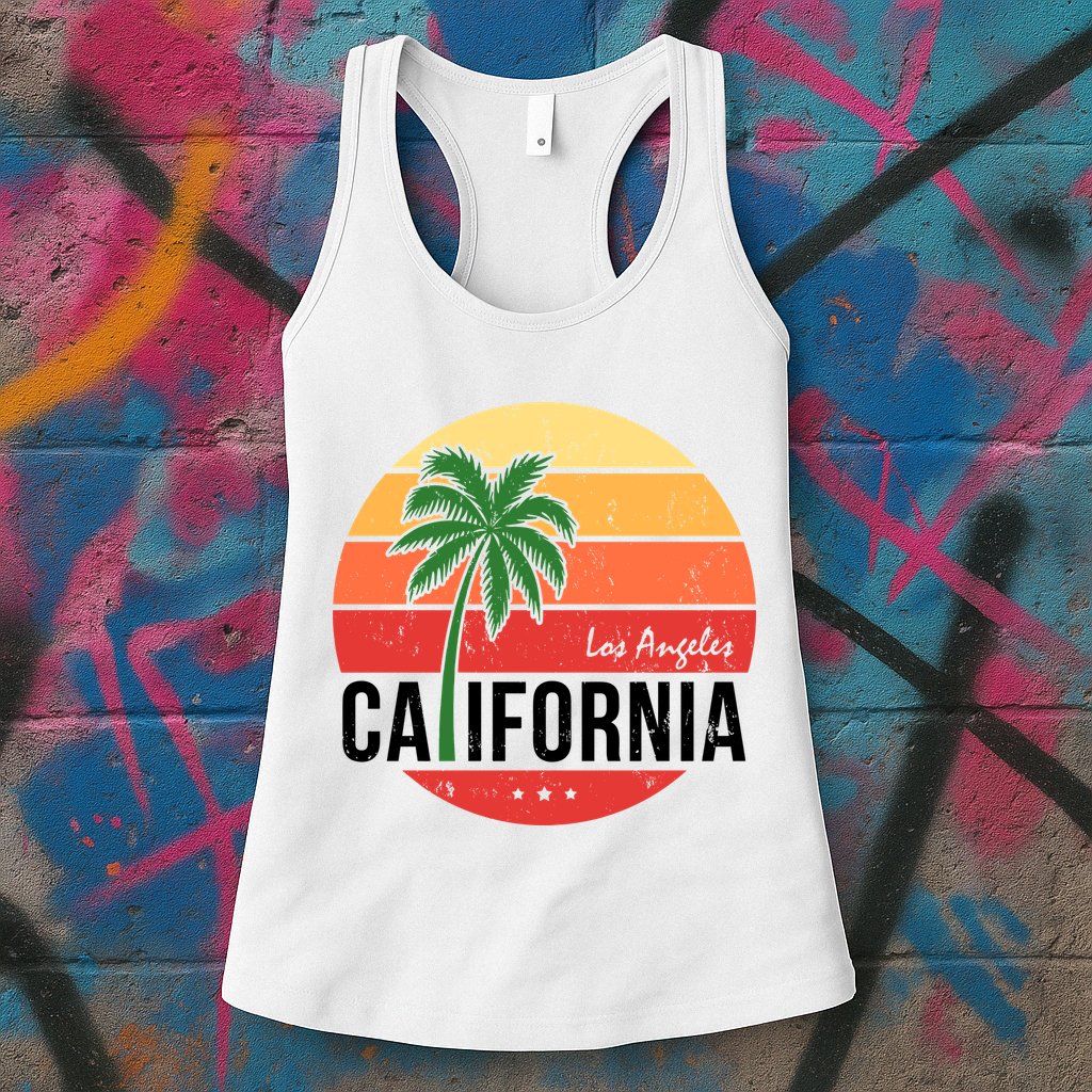 Los Angeles California Retro Circle Womens Tank Top