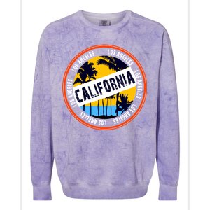 Los Angeles California Retro Circle LA Colorblast Crewneck Sweatshirt