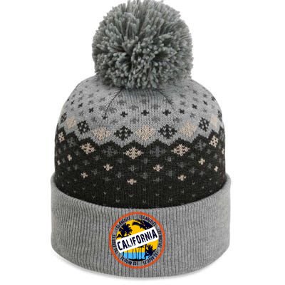 Los Angeles California Retro Circle LA The Baniff Cuffed Pom Beanie