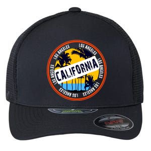 Los Angeles California Retro Circle LA Flexfit Unipanel Trucker Cap