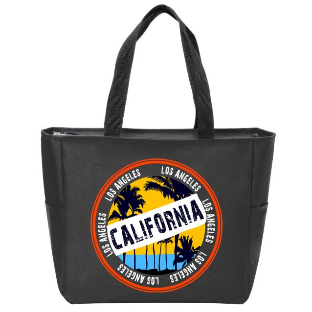 Los Angeles California Retro Circle LA Zip Tote Bag