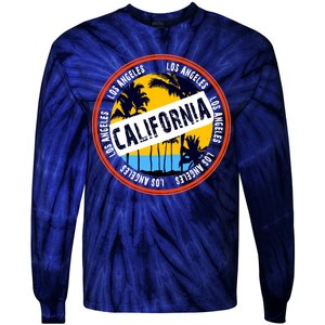 Los Angeles California Retro Circle LA Tie-Dye Long Sleeve Shirt