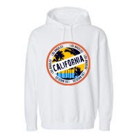 Los Angeles California Retro Circle LA Garment-Dyed Fleece Hoodie