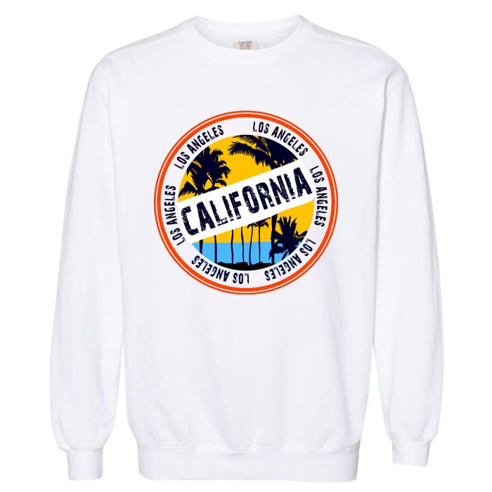 Los Angeles California Retro Circle LA Garment-Dyed Sweatshirt