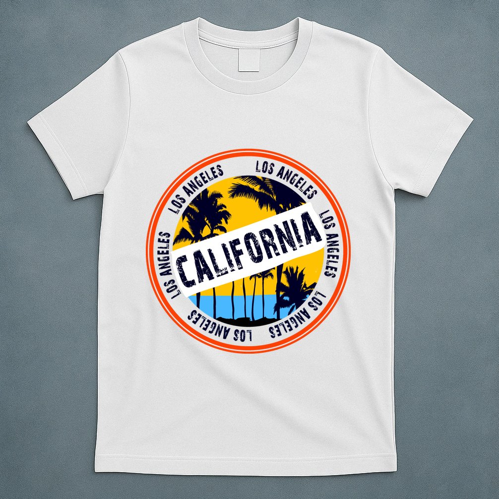 Los Angeles California Retro Circle LA T-Shirt