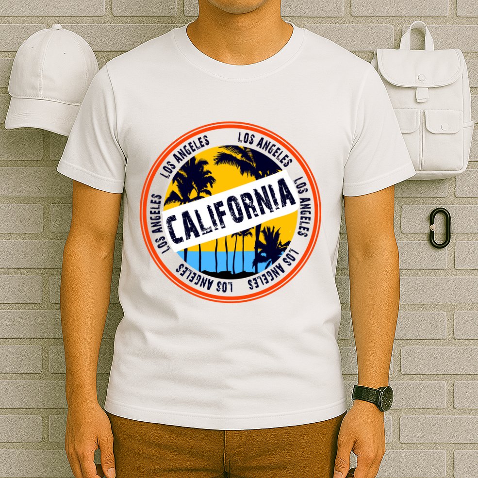 Los Angeles California Retro Circle LA T-Shirt