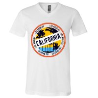 Los Angeles California Retro Circle LA V-Neck T-Shirt