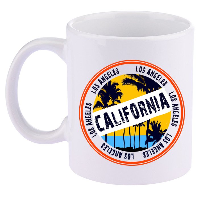 Los Angeles California Retro Circle LA 11oz C Handle Ceramic Mug