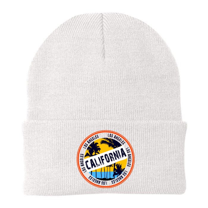 Los Angeles California Retro Circle LA Knit Cap Winter Beanie