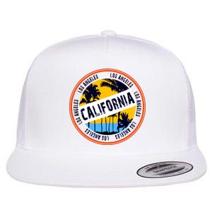 Los Angeles California Retro Circle LA Flat Bill Trucker Hat