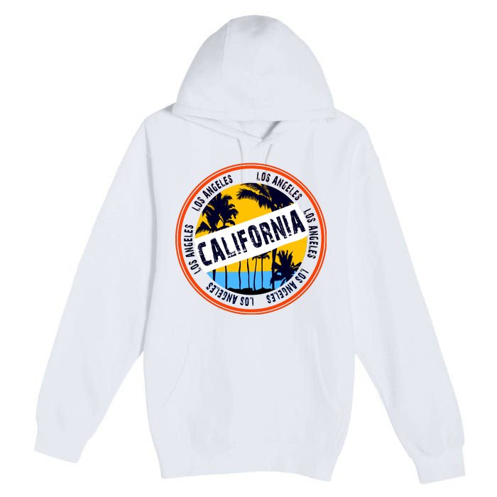 Los Angeles California Retro Circle LA Premium Pullover Hoodie