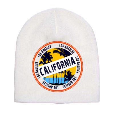 Los Angeles California Retro Circle LA Short Acrylic Beanie