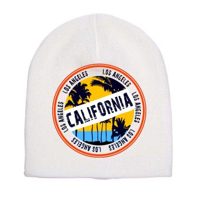 Los Angeles California Retro Circle LA Short Acrylic Beanie