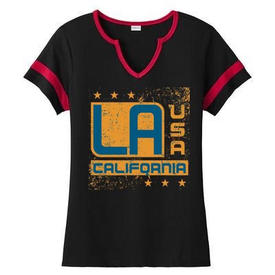 Los Angeles California Vintage Style LA Ladies Halftime Notch Neck Tee