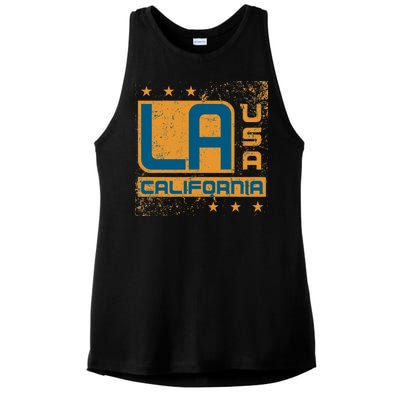 Los Angeles California Vintage Style LA Ladies PosiCharge Tri-Blend Wicking Tank