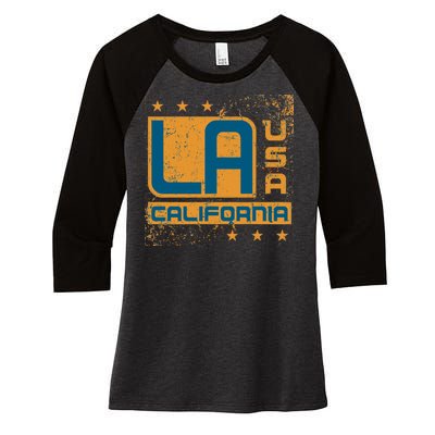 Los Angeles California Vintage Style LA Women's Tri-Blend 3/4-Sleeve Raglan Shirt